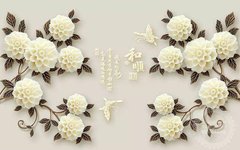 3D Фотообои Китайские розы и иероглифы Артикул dec-602