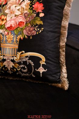 Декоративна наволочка з портьєрної тканини з принтом