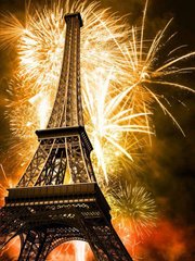 Фотообои Фейерверк на фоне Эйфелевой башни в Париже Артикул 2099