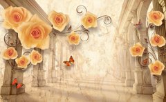 3D Фотообои Персиковые розы Артикул 30943