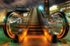 Фотообои Эскалатор на ночной улице современного города Артикул 1287