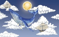 Фотообои Синий кит в облаках Артикул 36395