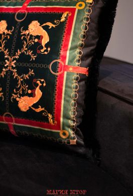 Декоративна наволочка з портьєрної тканини з принтом