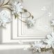 3D Фотообои Узор из белых цветов на фоне коридора Артикул 36837 11