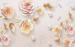 3D Фотообои Узор из роз и жемчужин Артикул dec_3033