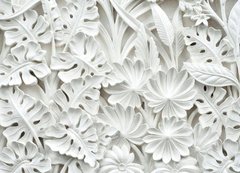 3D Фотообои Белые листья Артикул 29903