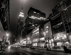 Фотообои Ночная улица большого города черно-белое Артикул 1962